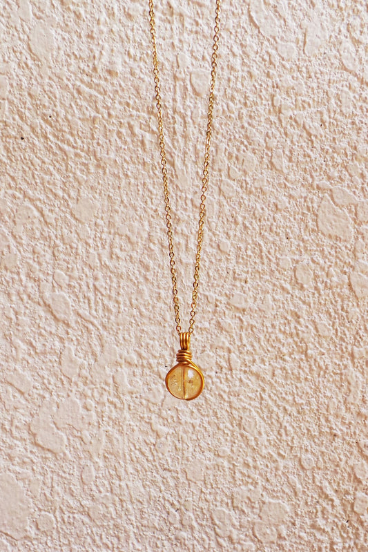 Dew Necklace - Citrine Yellow Quartz