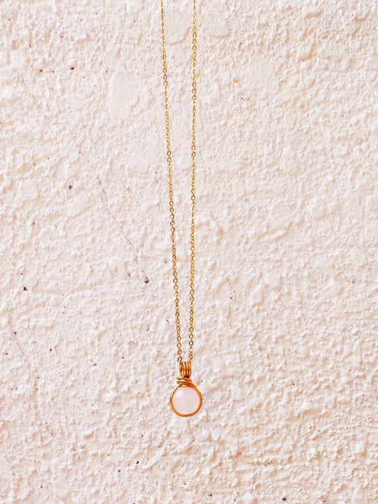 Dew Necklace - Rose Quartz