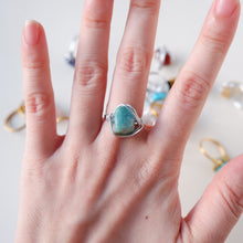 Amazonite freeform crystal ring in silver aluminum wire