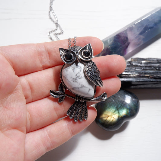 Owl Necklace - Amethyst, Tiger's Eye & Howlite