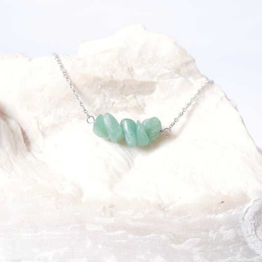 Gemstone Bar Necklace - Green Aventurine