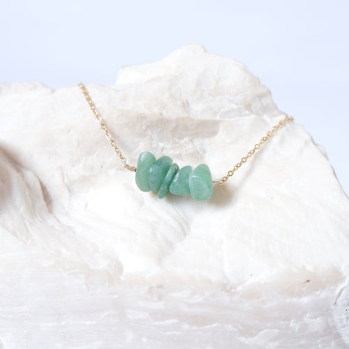 Gemstone Bar Necklace - Green Aventurine