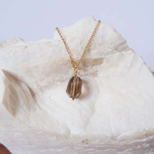 Smokey Quartz Key Pendant Necklace