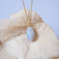 Blue Lace Agate Cubic Necklace