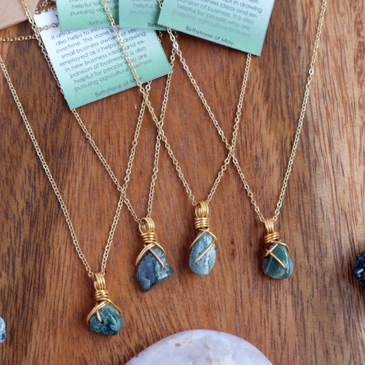 Free-form Moss Agate Necklace