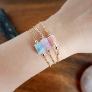 Diana Tube Bracelet -  Aquamarine, Kunzite