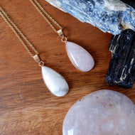 Pendant Series - Rose Quartz  and Howlite Drop