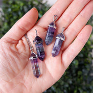 Rainbow Fluorite Double Terminated Necklace -24 inches