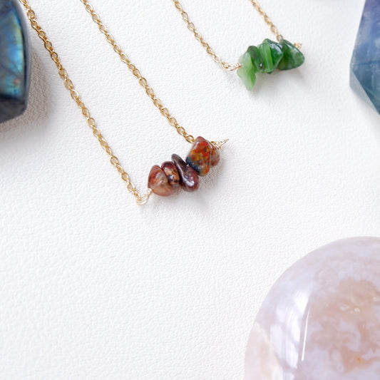 Gemstone Bar Necklace - Pietersite