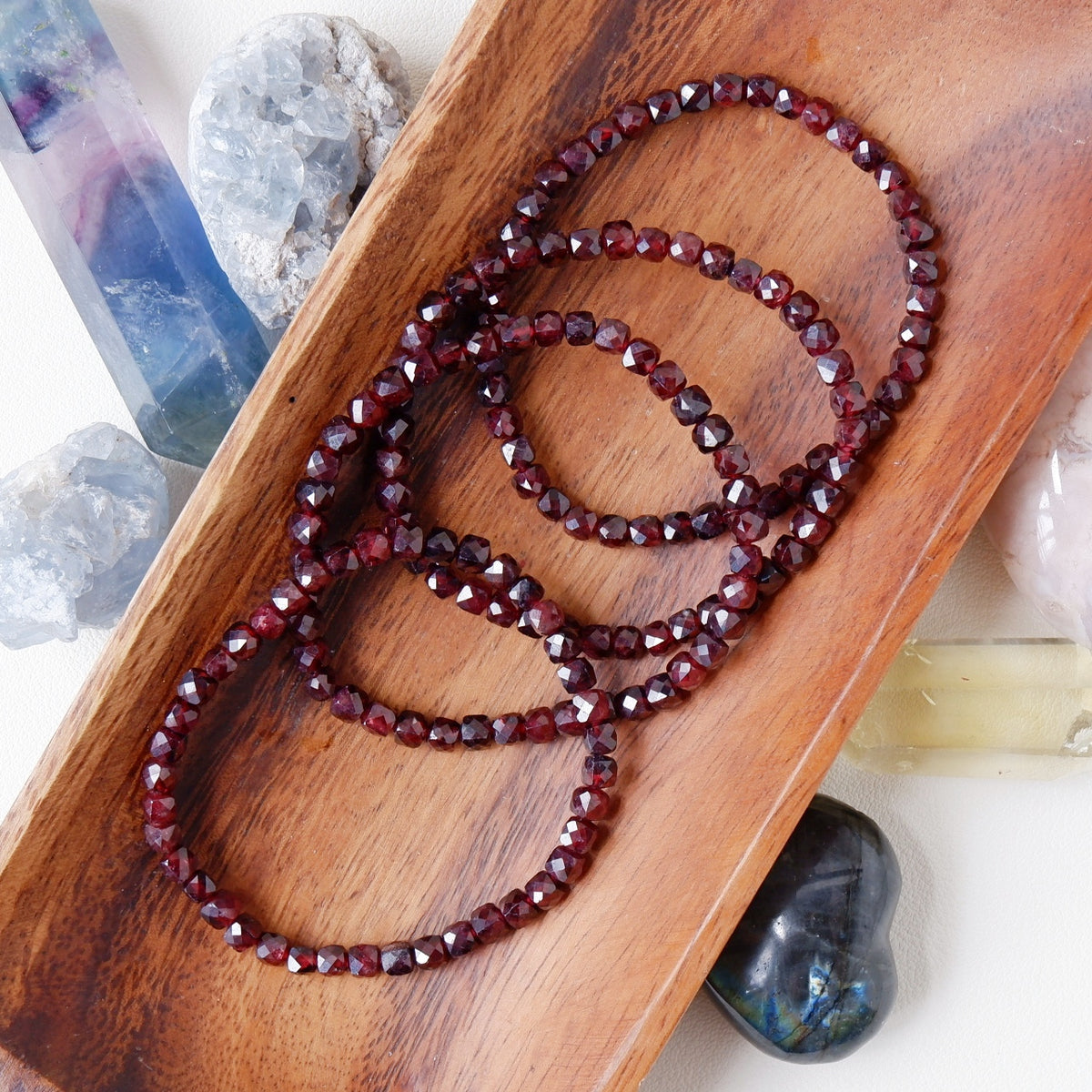 Garnet Cube Faceted Bracelet
