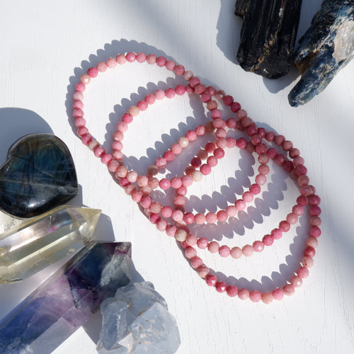 Pink Rhodonite Crystal Bracelet