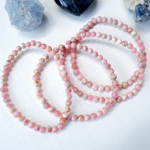 Rhodochrosite Crystal Bracelet - 4mm