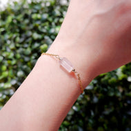 Diana Tube Bracelet - Rose Quartz