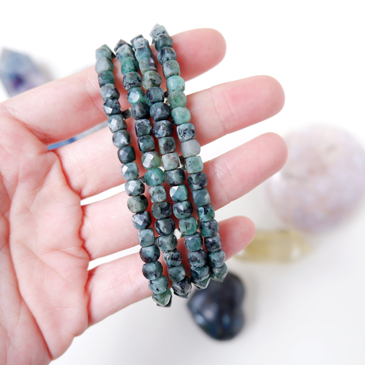 Emerald Cube Crystal Bracelet