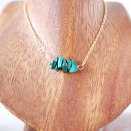 Gemstone Bar Necklace - Malachite