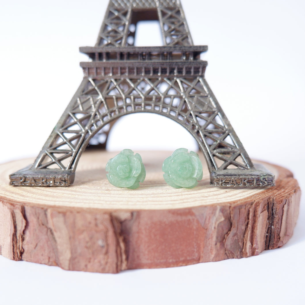 Crystal Rose Stud Earrings – Handmade Carved Crystal Jewelry | Made by KCA