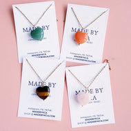 Heart Necklaces | Rose Quartz, Green Aventurine, Tiger's Eye, Howlite, Carnelian