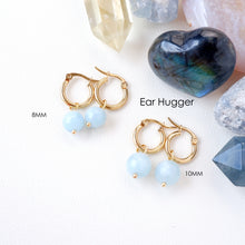 Hoop Earrings and Ear Hugger Earrings - Aquamarine