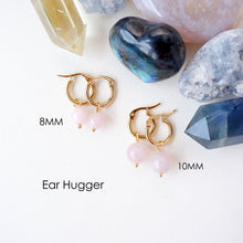 Hoop Earrings and Ear Hugger Earrings - Rose Quartz