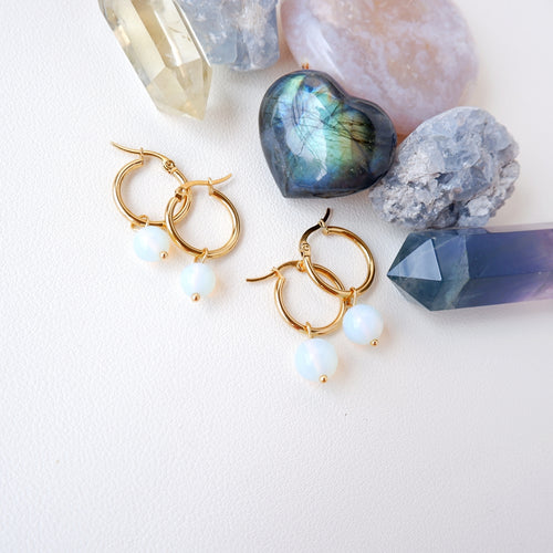 Hoop Earrings and Ear Hugger Earrings - Opalite