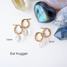 Hoop Earrings and Ear Hugger Earrings - Clear Quartz