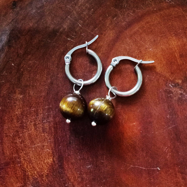 Dew Earrings - Tiger's Eye