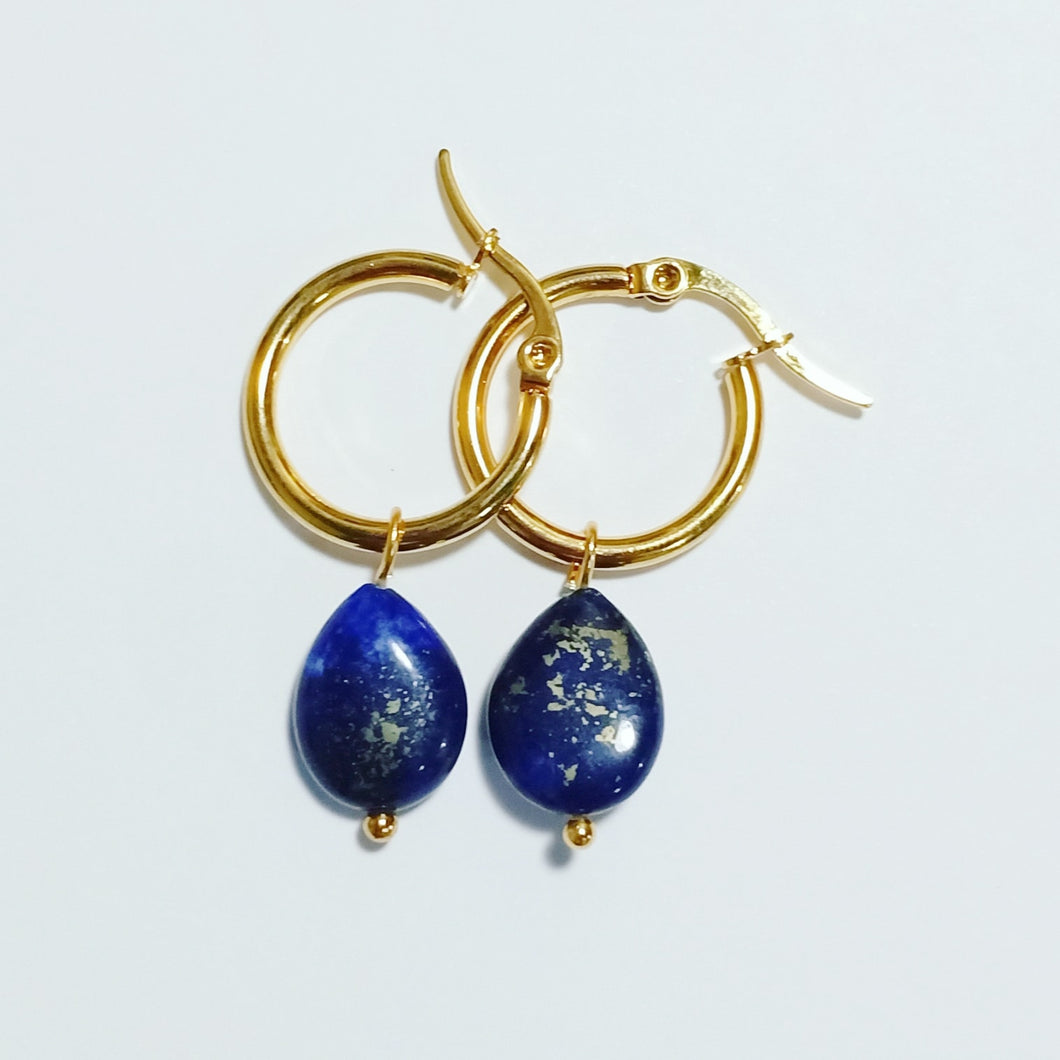 Lapis Lazuli Teardrop Hoop Earrings