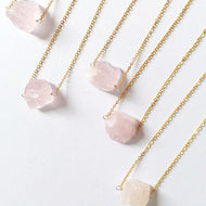 Raw Stone Necklace - Amethyst, Citrine, Rose Quartz, Prehnite, Green Aventurine