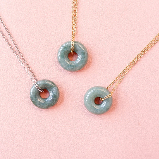 Jade Mini Donut Crystal Necklace