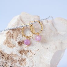 Crystal Hoop and Ear Hugger Earrings – Gold or Silver Stainless Steel with Natural Gemstones (Customizable)
