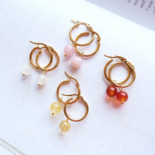 Crystal Hoop and Ear Hugger Earrings – Gold or Silver Stainless Steel with Natural Gemstones (Customizable)