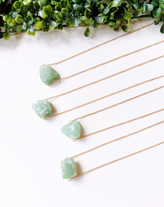 Green Aventurine Raw Crystal Necklace