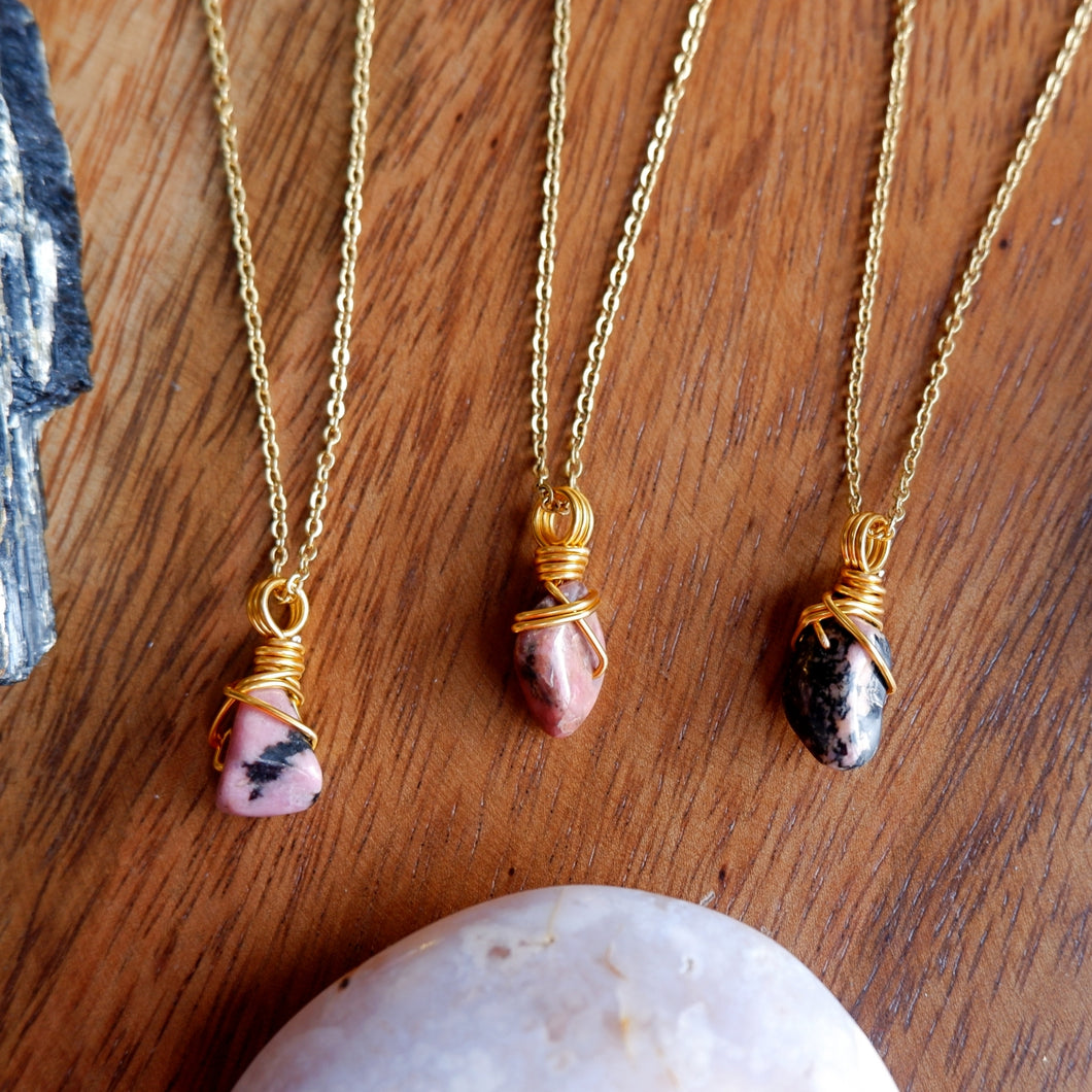 Rhodonite Free-form Necklace | Love and Compassion