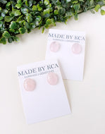 Rose Quartz Oval Stud Earrings