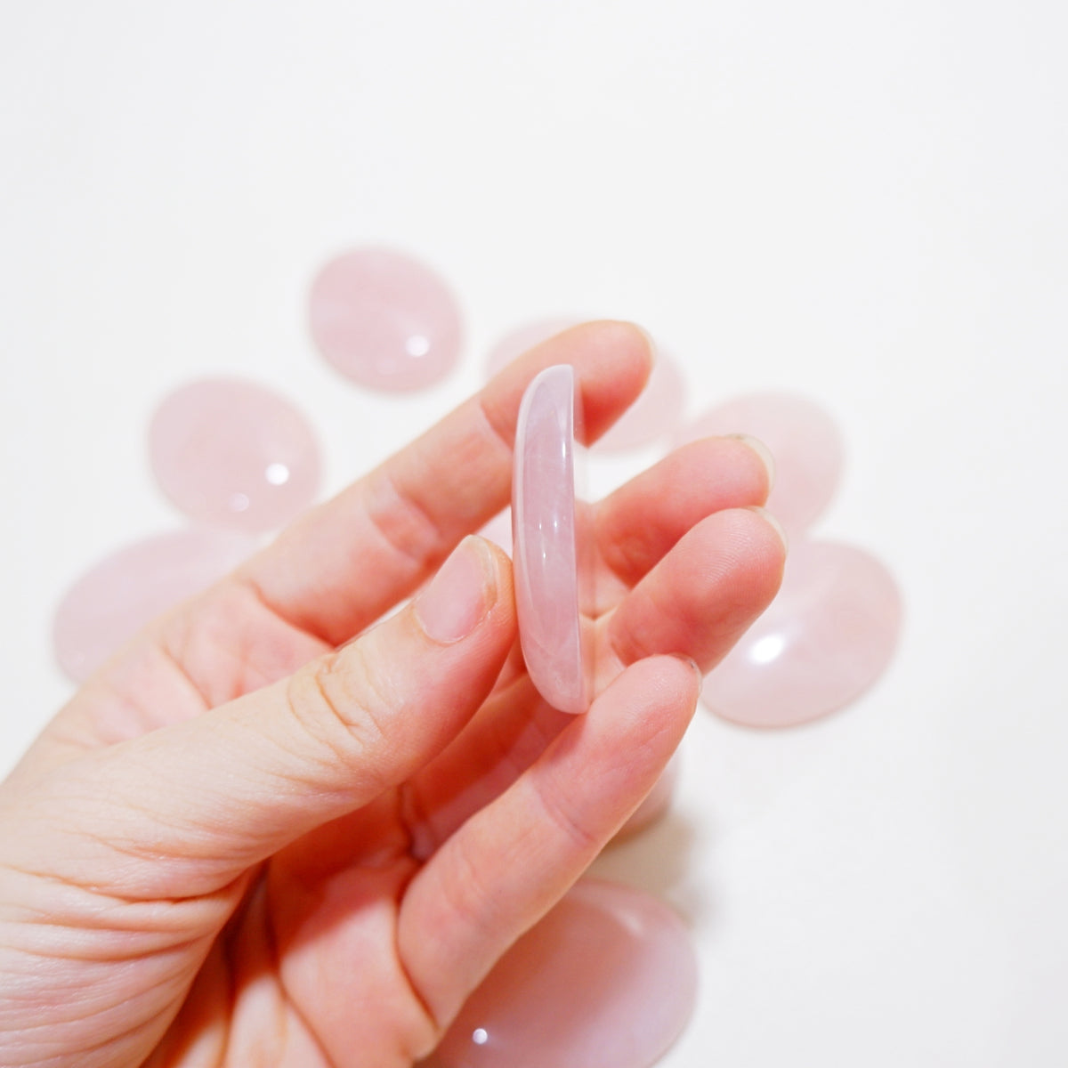 Rose Quartz Cabochon Palm Stone