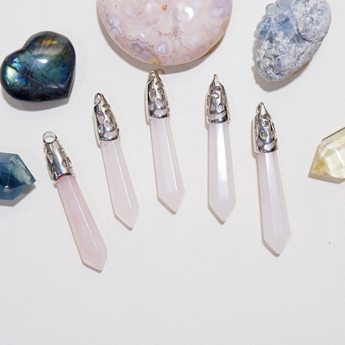 Rose Quartz Icicle Necklace - Pendant Series