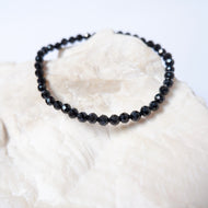 Faceted Black Spinel Crystal Bracelet - 4mm