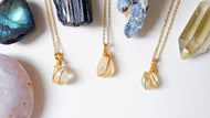 Free-form Citrine Yellow Quartz Necklace - Oval