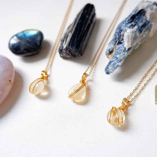 Free-form Citrine Yellow Quartz Necklace - Oval