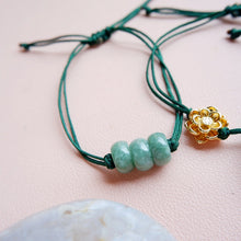 Jade and Lotus on Thread Bracelet