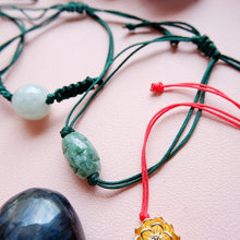 Jade and Lotus on Thread Bracelet